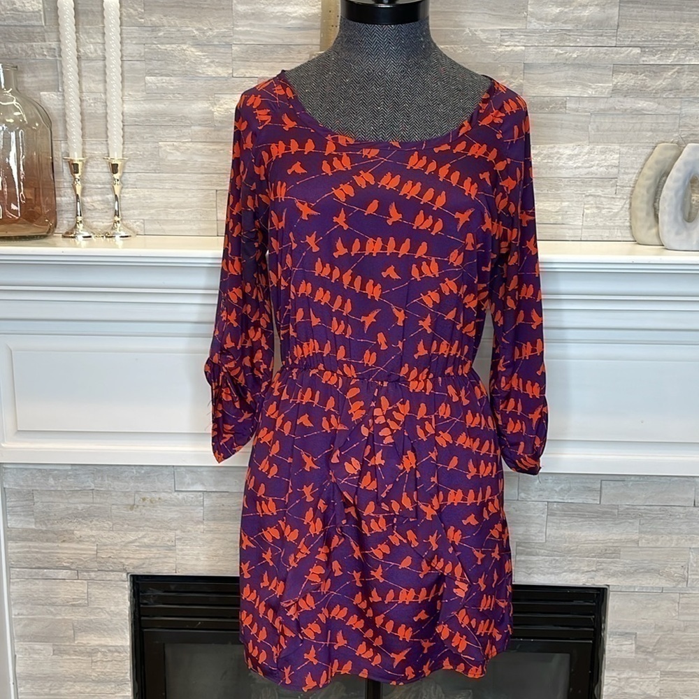 Collective Concepts Birds on a wire Lined Dress Size Small